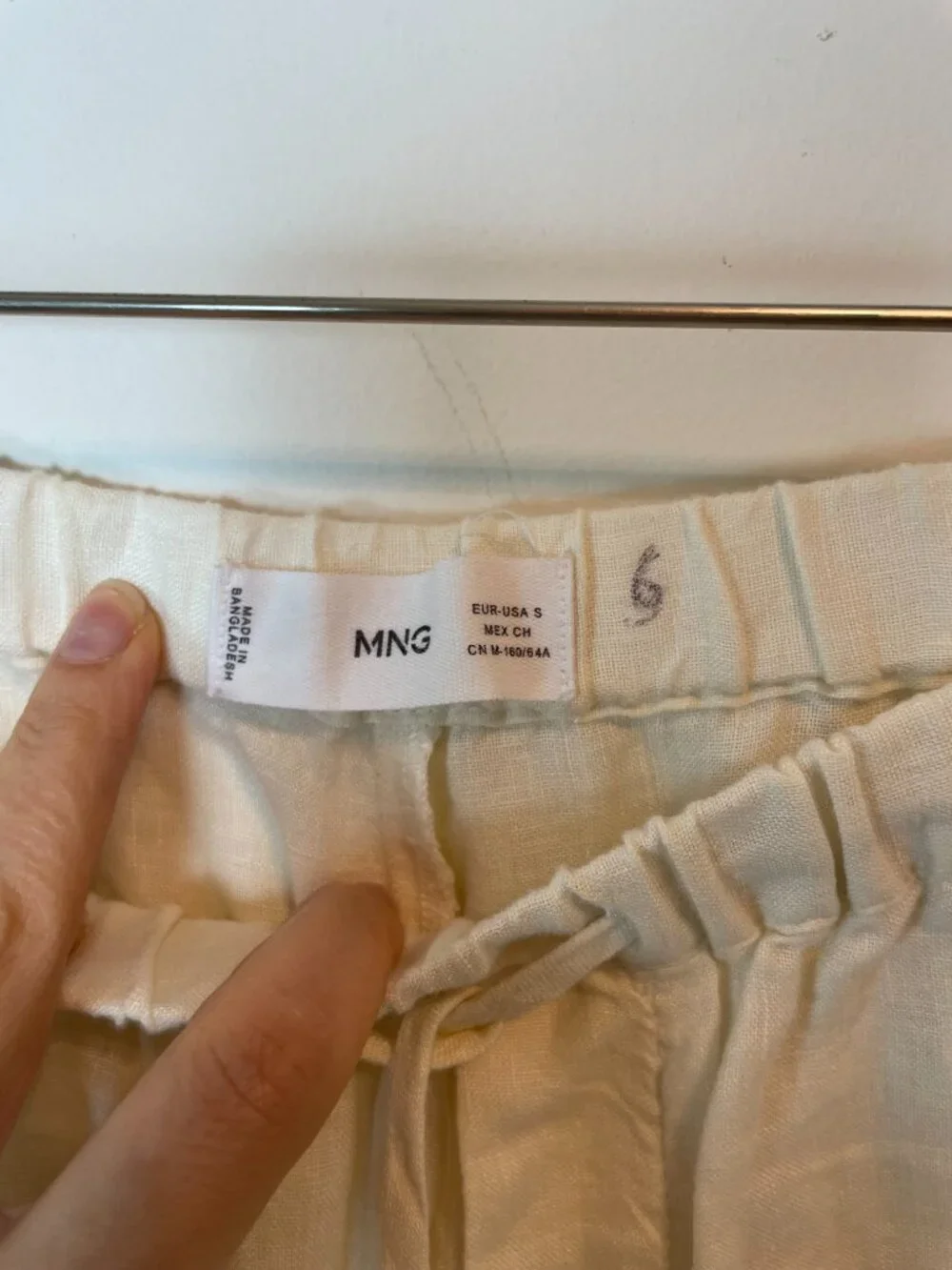MANGO Linen Straight Leg Drawstring Elastic Waist Beach Quiet Luxury Pants \\ S